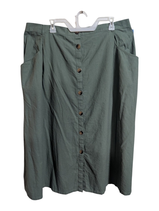 St. John's Bay Dresses & Skirts - St. John’s Bay Women's Midi Skirt Sz 2X  Olive Green Button-Front